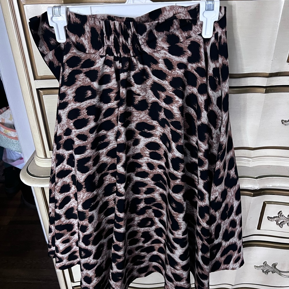 Persun Leopard Skater Skirt